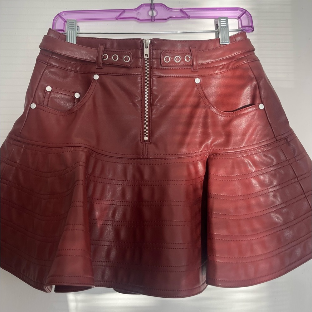 Pilcro Burgundy Leather Mini Skirt